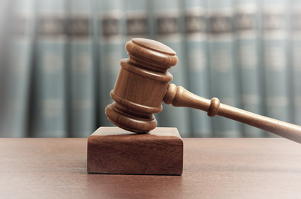 The gavel of a judge in court